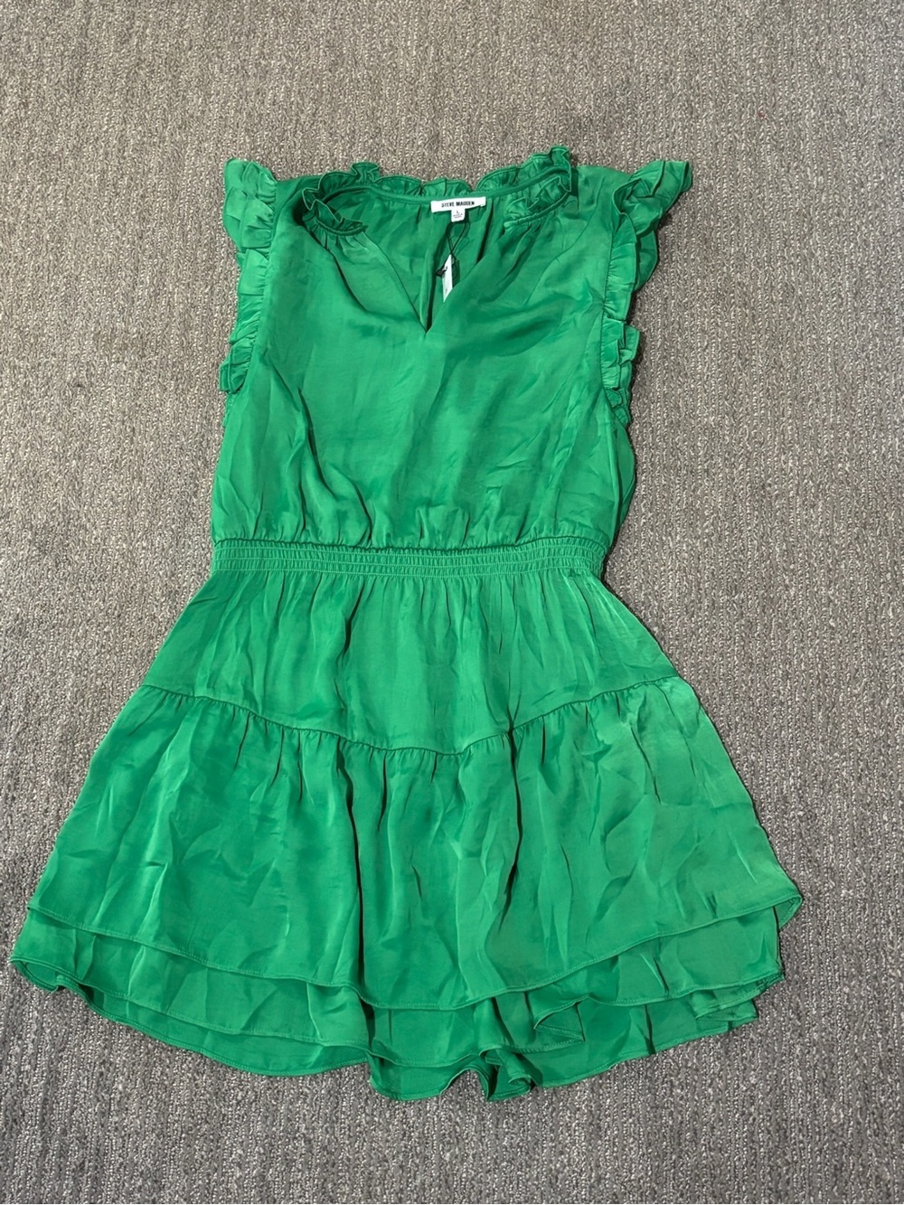 Steve Madden Emerald Green Ruffle Tiered Dress
